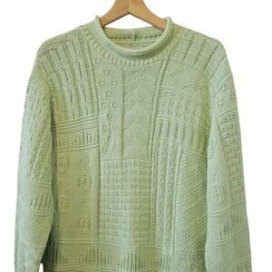 Vintage Cabin Creek Green Square Patterned 80's/90s Pullover Knit Sweater Size S